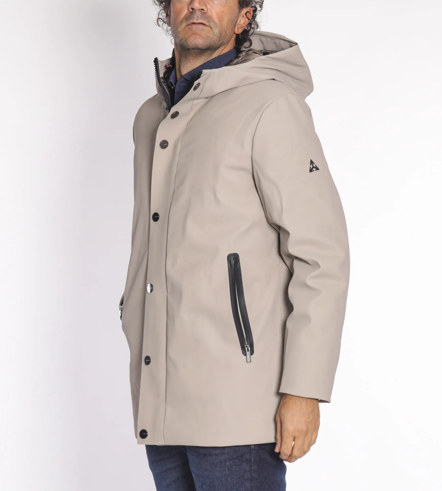 Heskimo Parka lungo con cappuccio in nylon stretch Waterproof 
