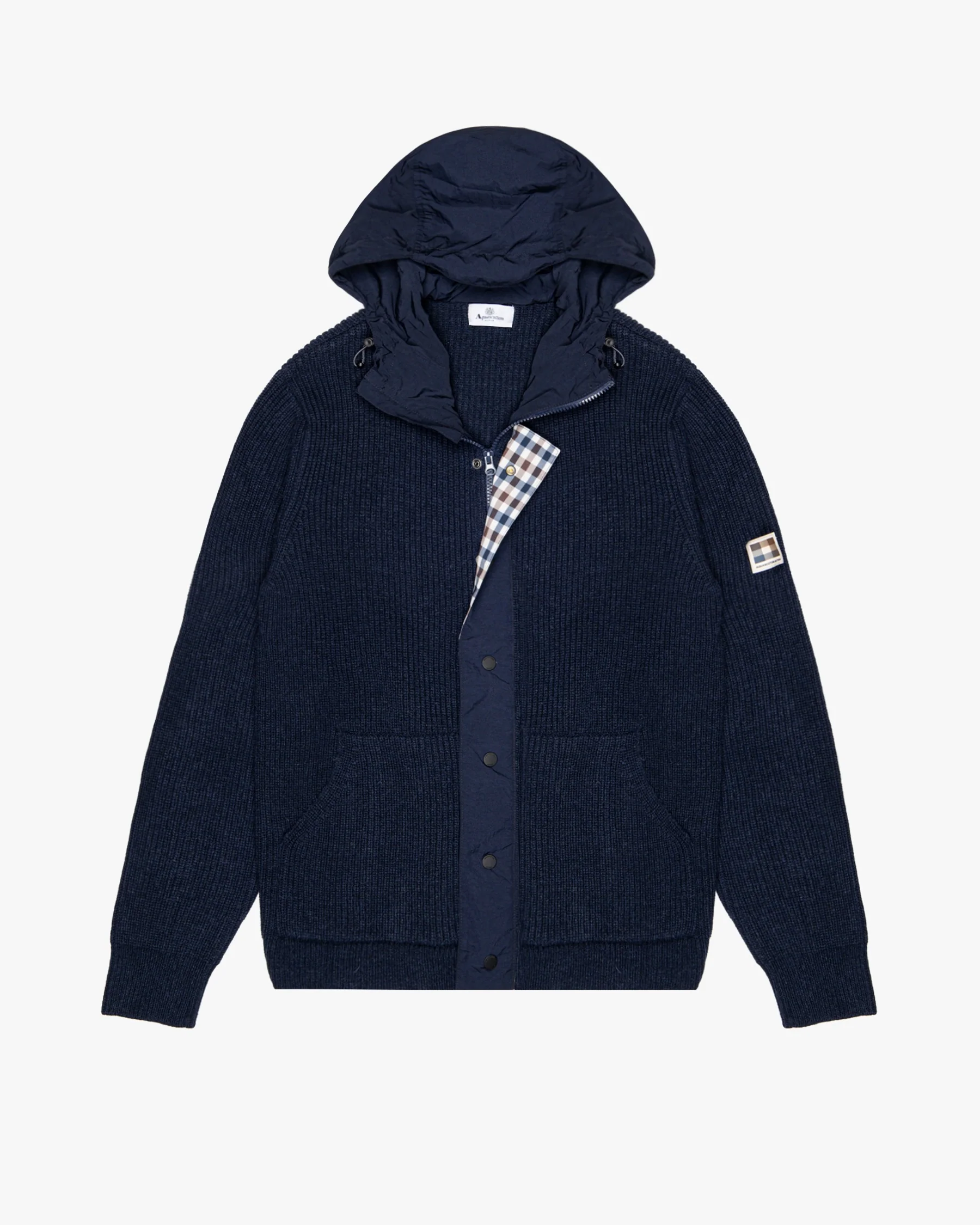 Aquascutum LAMBSWOOL HOODED FZ KNIT