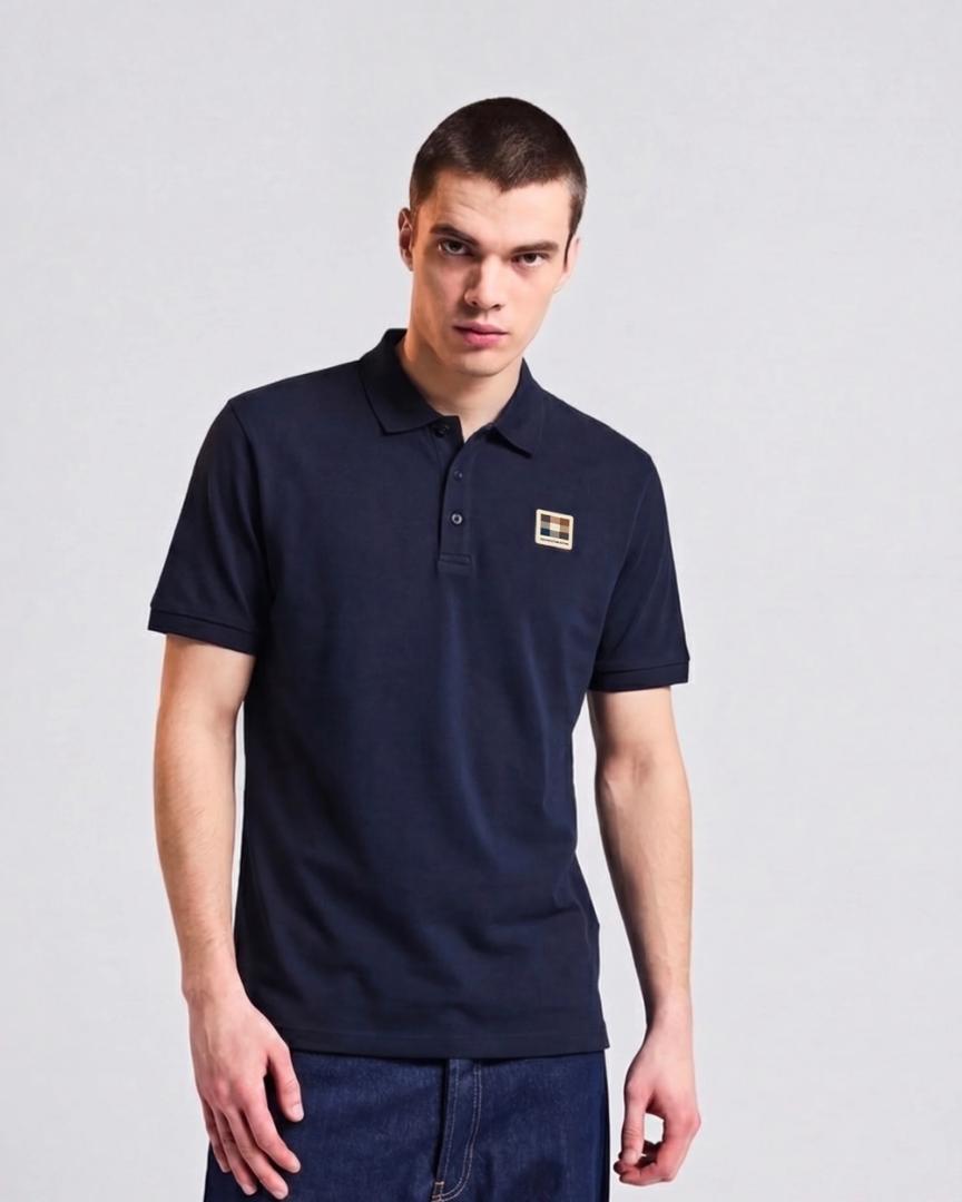 Aquascutum STRETCH PIQUET BADGE POLO BLU